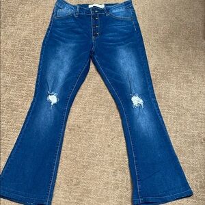 CelebrityAce Size 11 Flare Jeans with Distressed Details Shabby Chic Trendy
